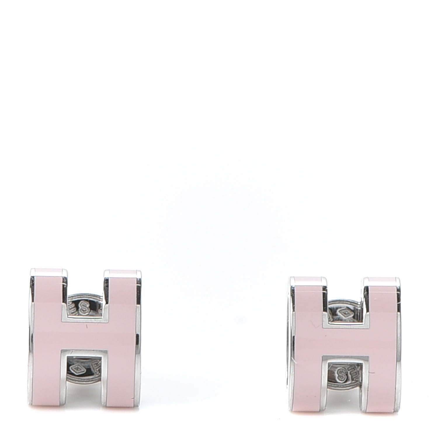 Hermes Silver Lacquered Pop H Earrings Rose Dragee 1 of 5