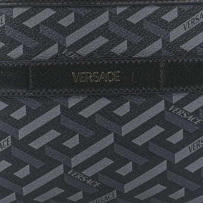 Versace Coated Canvas La Greca Signature Clutch Black Gray 7 of 10