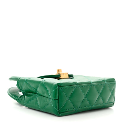 Chanel Shiny Aged Calfskin Quilted Mini Nano Kelly Shopper Green 4 of 11