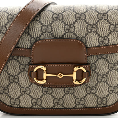 Gucci GG Supreme Monogram Web Mini Horsebit 1955 Shoulder Bag Beige Brown Sugar 8 of 10