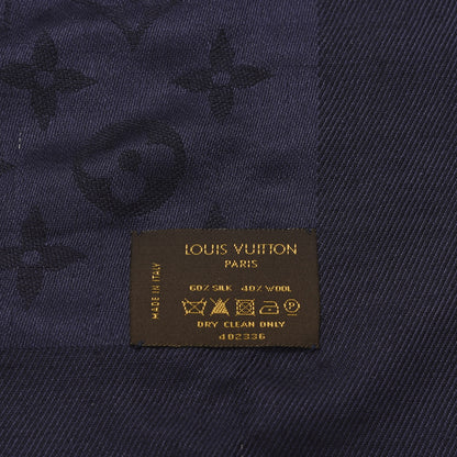 Louis Vuitton Silk Wool Monogram Rock Shawl Blue 4 of 4