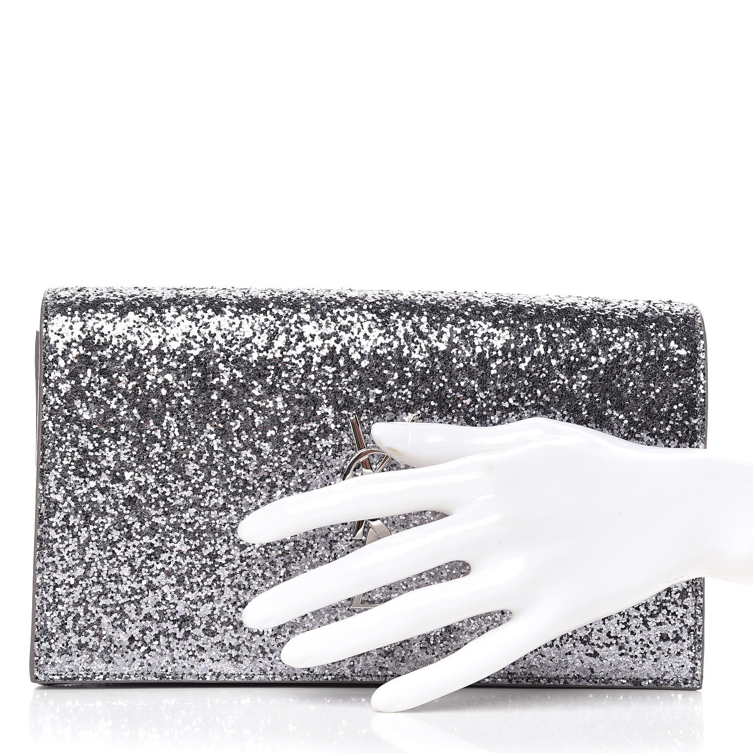 Saint Laurent Glitter Classic Kate Monogram Clutch Sunset Grey 2 of 9