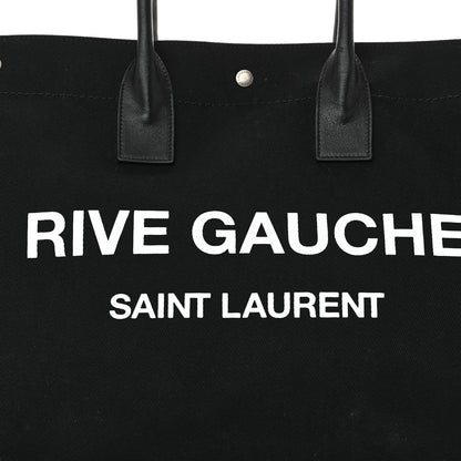 Saint Laurent Linen Calfskin Rive Gauche Tote Black 8 of 14