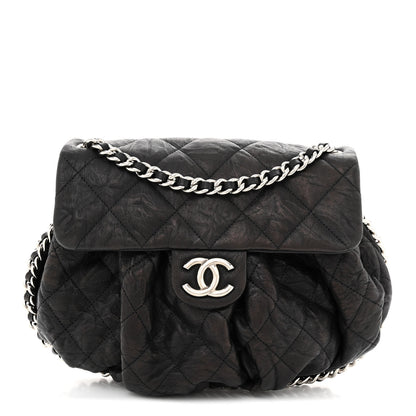 Chanel Washed Lambskin Quilted Medium Chain Around Messenger Black 1 of 11