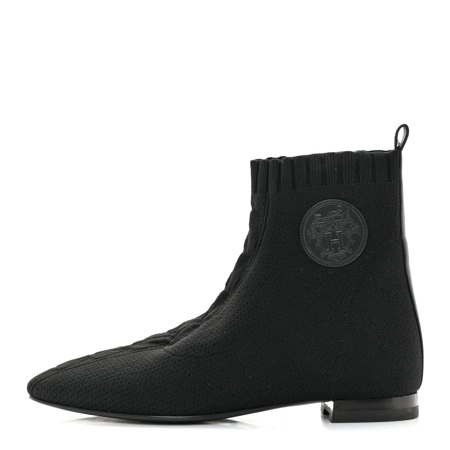 Knit Calfskin Duo Ankle Boots 36 Black
