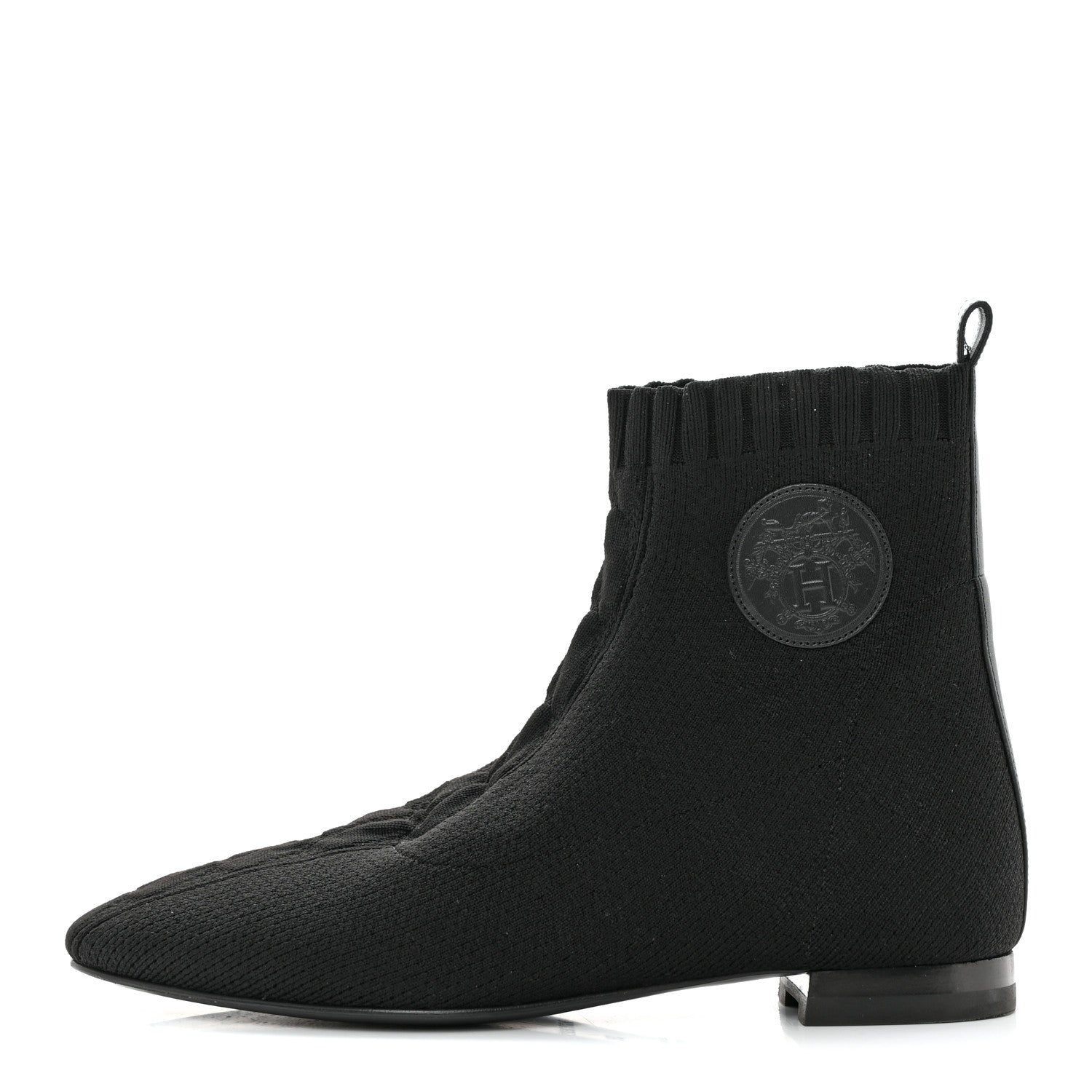 Hermes Knit Calfskin Duo Ankle Boots 36 Black 1 of 11