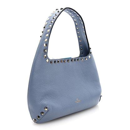 Valentino Garavani Pebbled Calfskin Small Rockstud Flip Lock Hobo Niagara 2 of 8