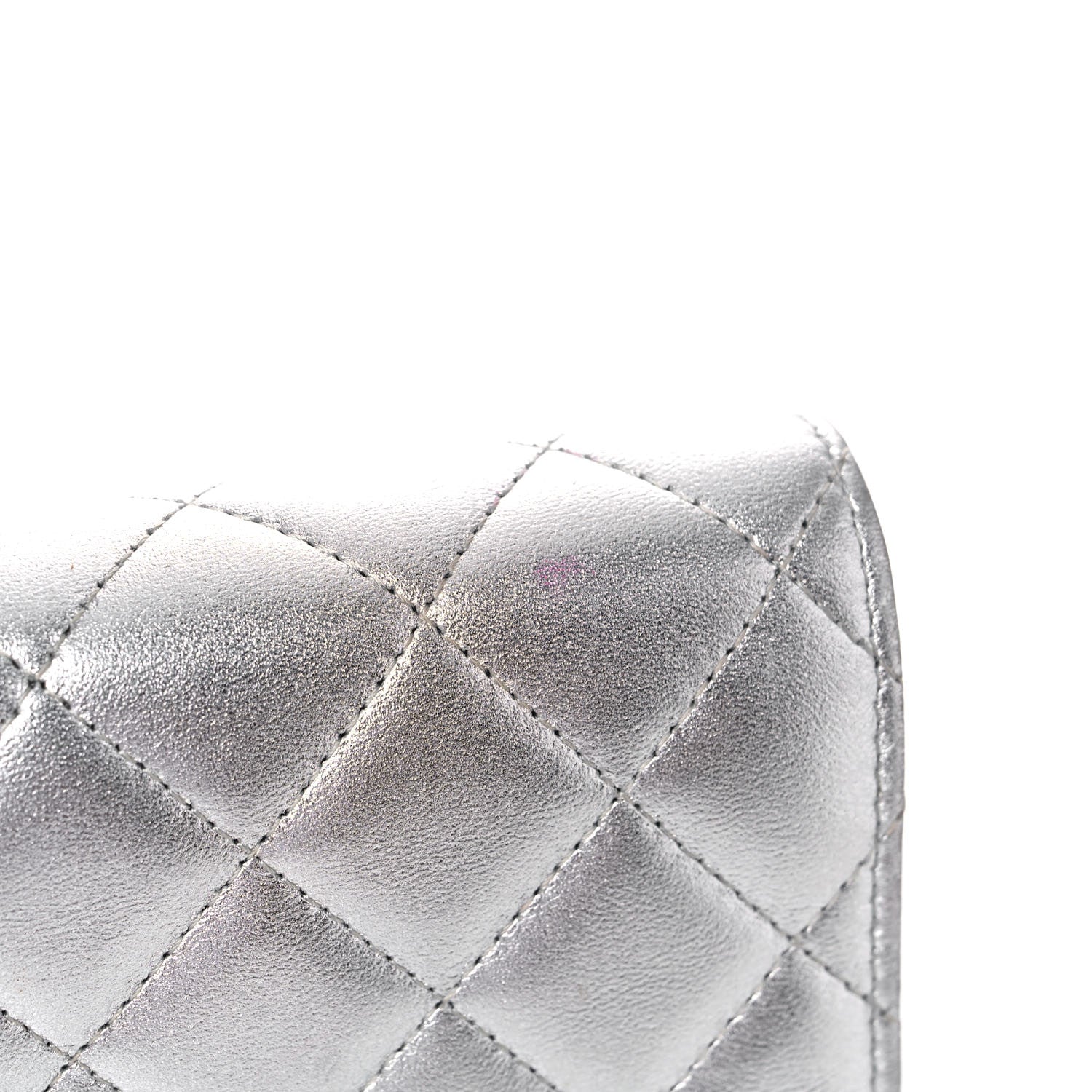 Chanel Metallic Lambskin Quilted Wallet On Chain WOC Silver 24 of 26