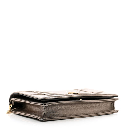 Christian Dior Metallic Calfskin Diorama Wallet on Chain Pouch Black Gold 4 of 9