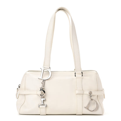 Christian Dior Calfskin Logo Charms Boston White 1 of 12