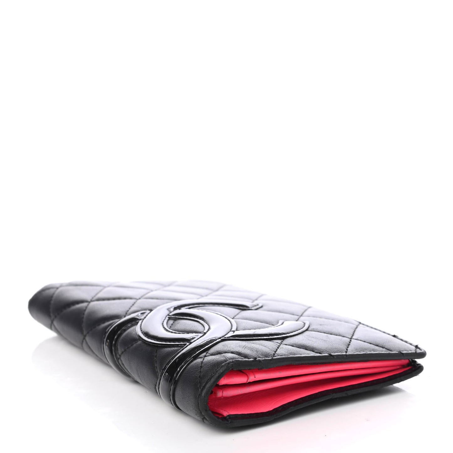 Calfskin Quilted Cambon Yen Wallet Black
