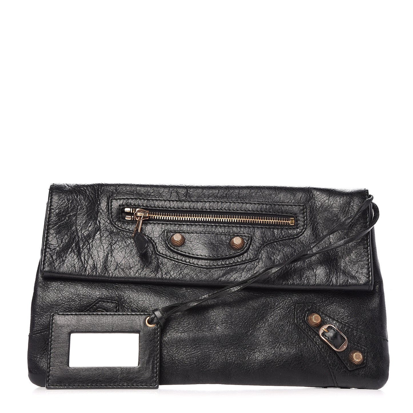 Agneau Giant 12 Rose Gold Hardware Envelope Clutch Black