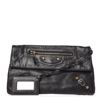 Balenciaga Agneau Giant 12 Rose Gold Hardware Envelope Clutch Black 1 of 12