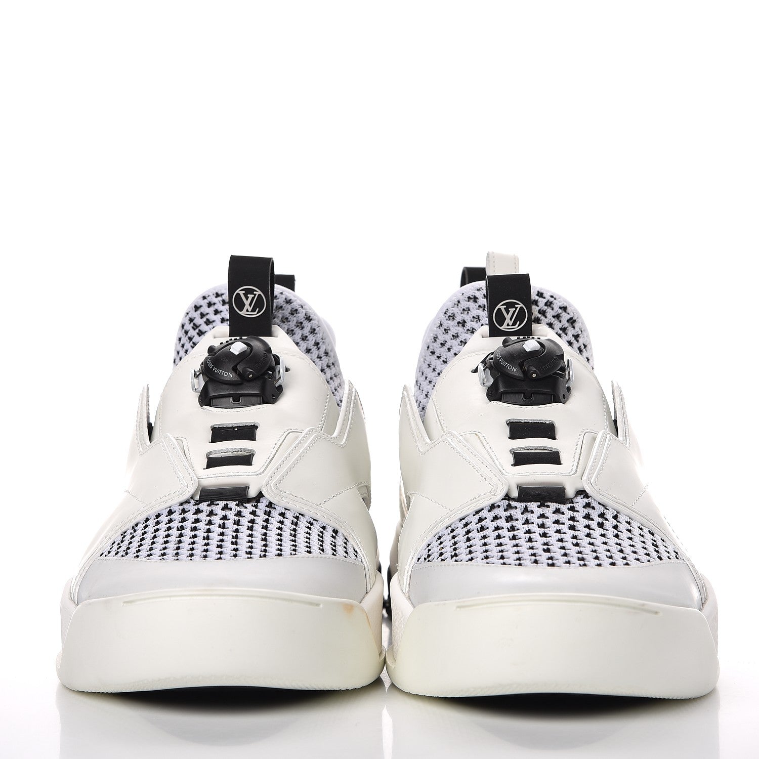 Louis Vuitton Mesh Calfskin Damier Embossed Fuel Power Sneakers 6 White 2 of 13