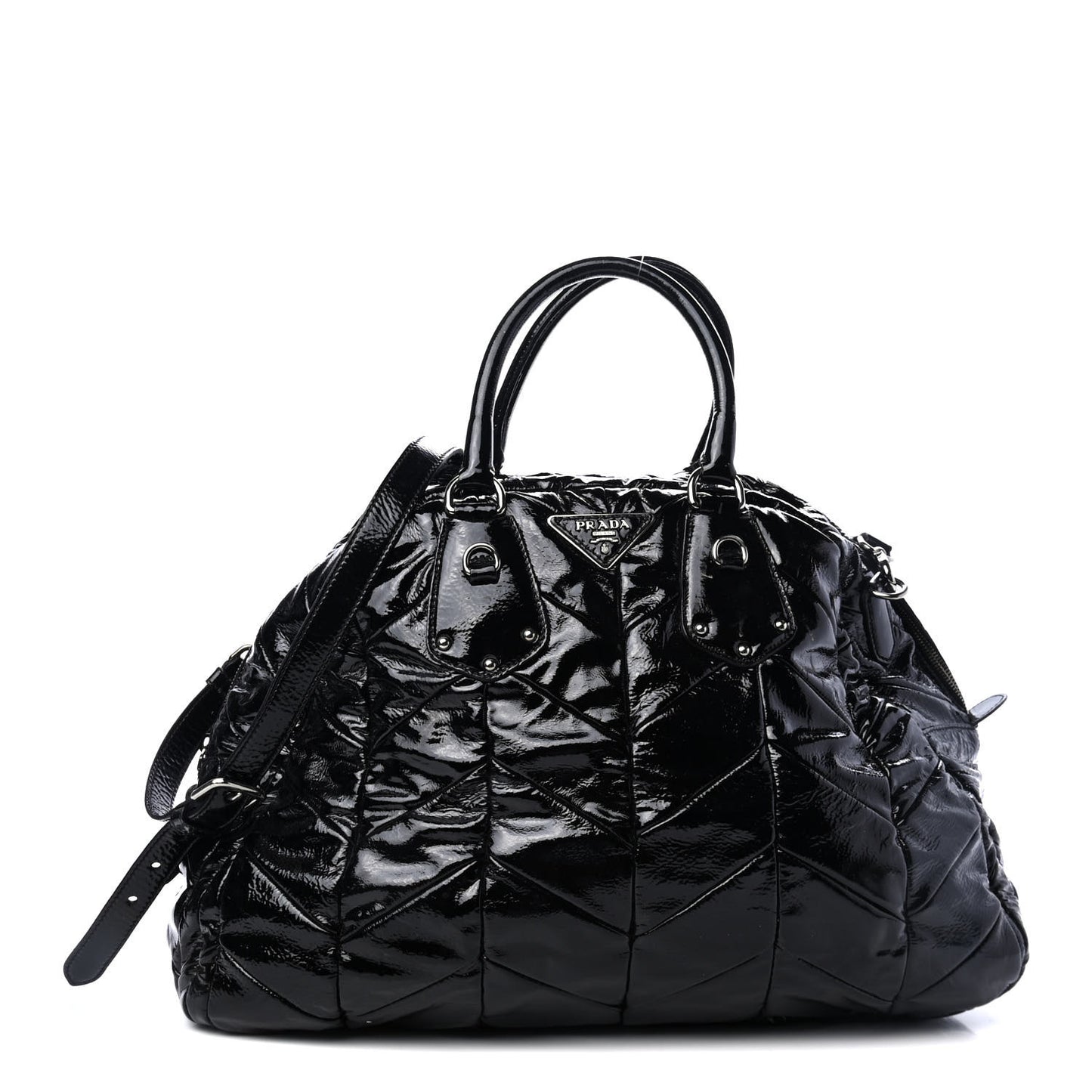 Vernice Chevron Dome Satchel Black