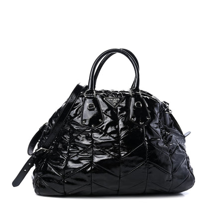 Prada Vernice Chevron Dome Satchel Black 1 of 4