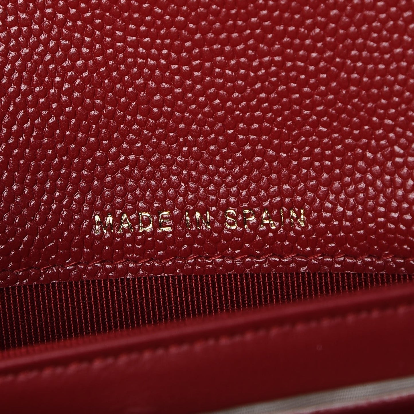 Caviar Quilted Large Gusset Flap Wallet Dark Red