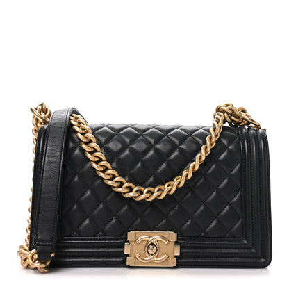 Chanel Lambskin Quilted Medium Boy Flap Black 1 of 10