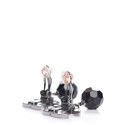 Chanel Ruthenium CC Bead Drop Clip On Earrings Black 3 of 5