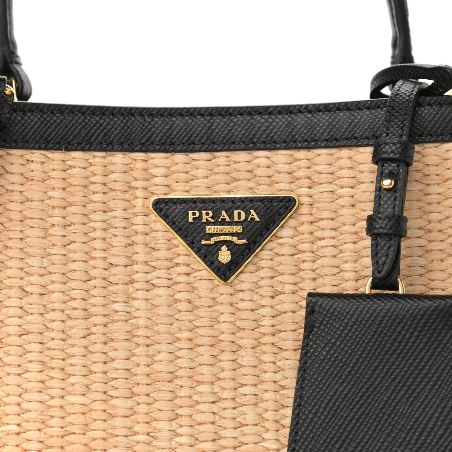 Prada Paglia Saffiano Medium Panier Bucket Bag Naturale Black 7 of 10