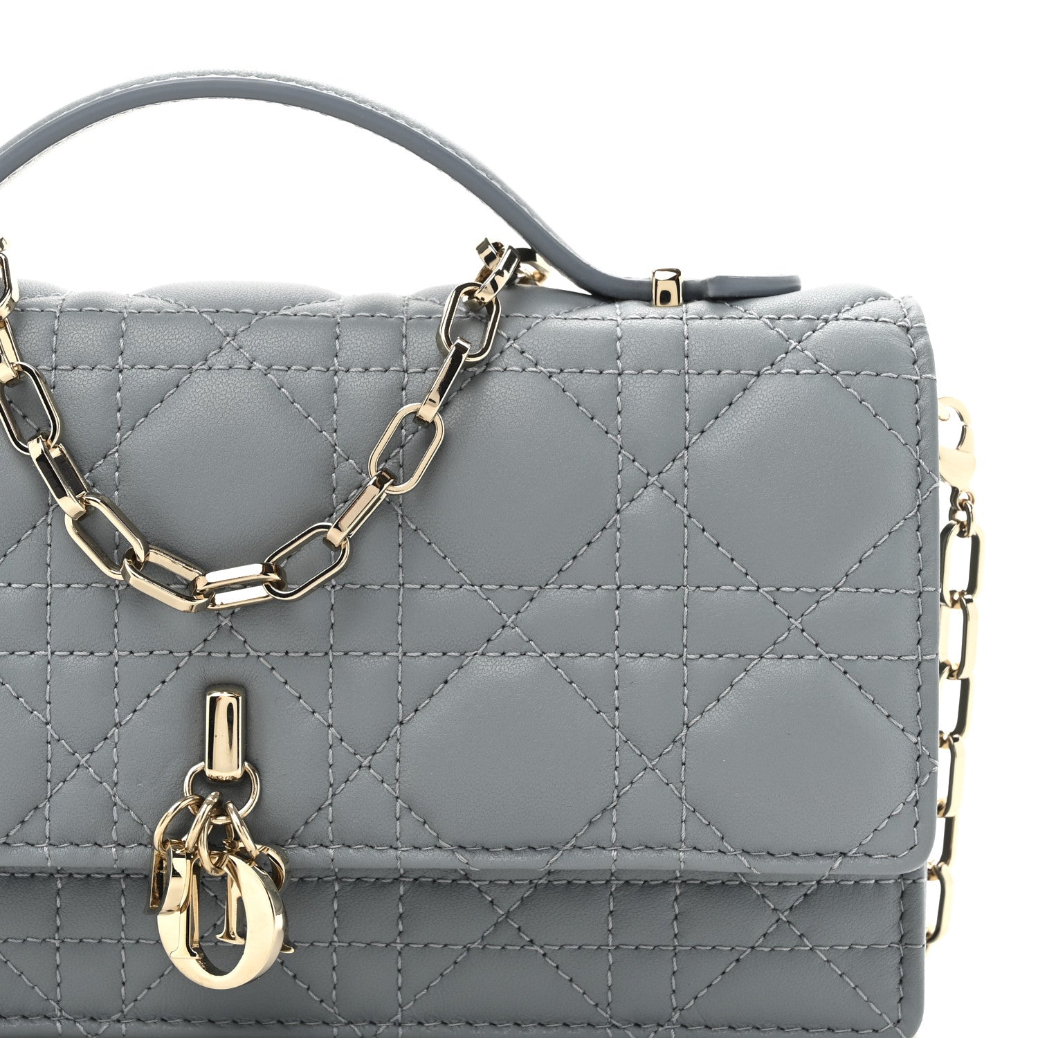 Christian Dior Lambskin Cannage Mini My Dior Top Handle Clutch