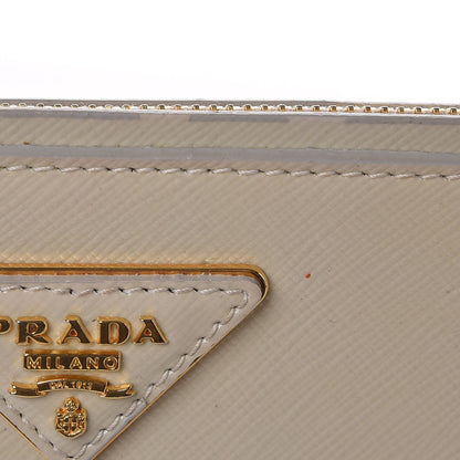 Prada Saffiano Vernice Studded Clutch Talco 9 of 19