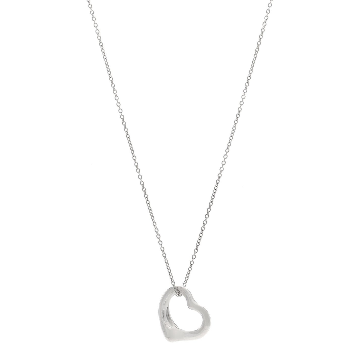 Sterling Silver 16mm Elsa Peretti Open Heart Pendant Necklace