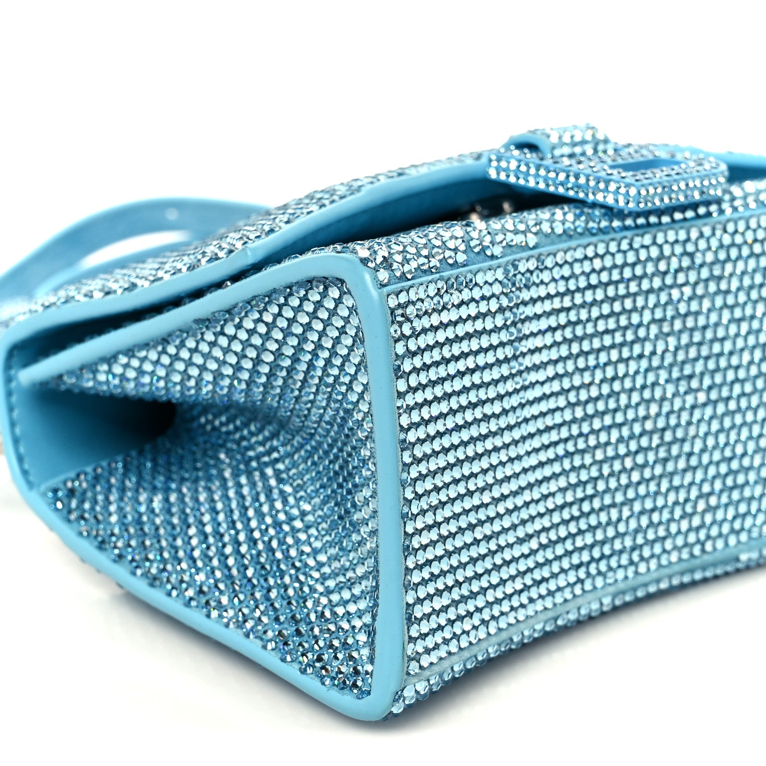Balenciaga Strass Suede Hourglass Top Handle Bag XS Light Blue