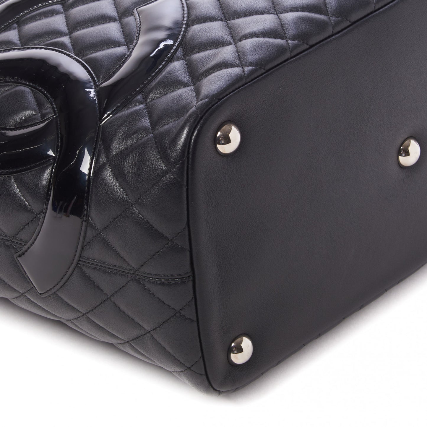 Calfskin Quilted Large Cambon Tote Black