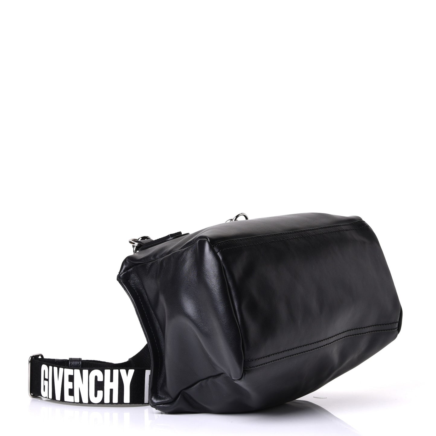 Calfskin Small Pandora Logo Strap Black