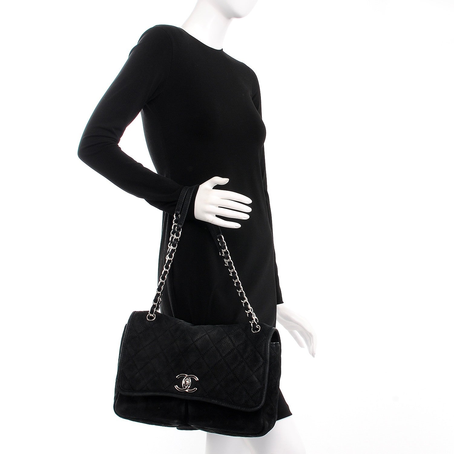 Chanel Ultra Soft Suede Calfskin Large Natural Beauty Flap Black 2 of 7