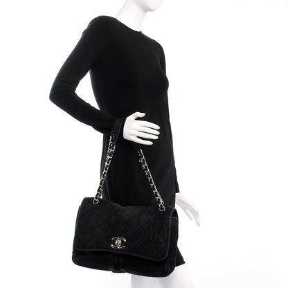 Chanel Ultra Soft Suede Calfskin Large Natural Beauty Flap Black 2 of 7