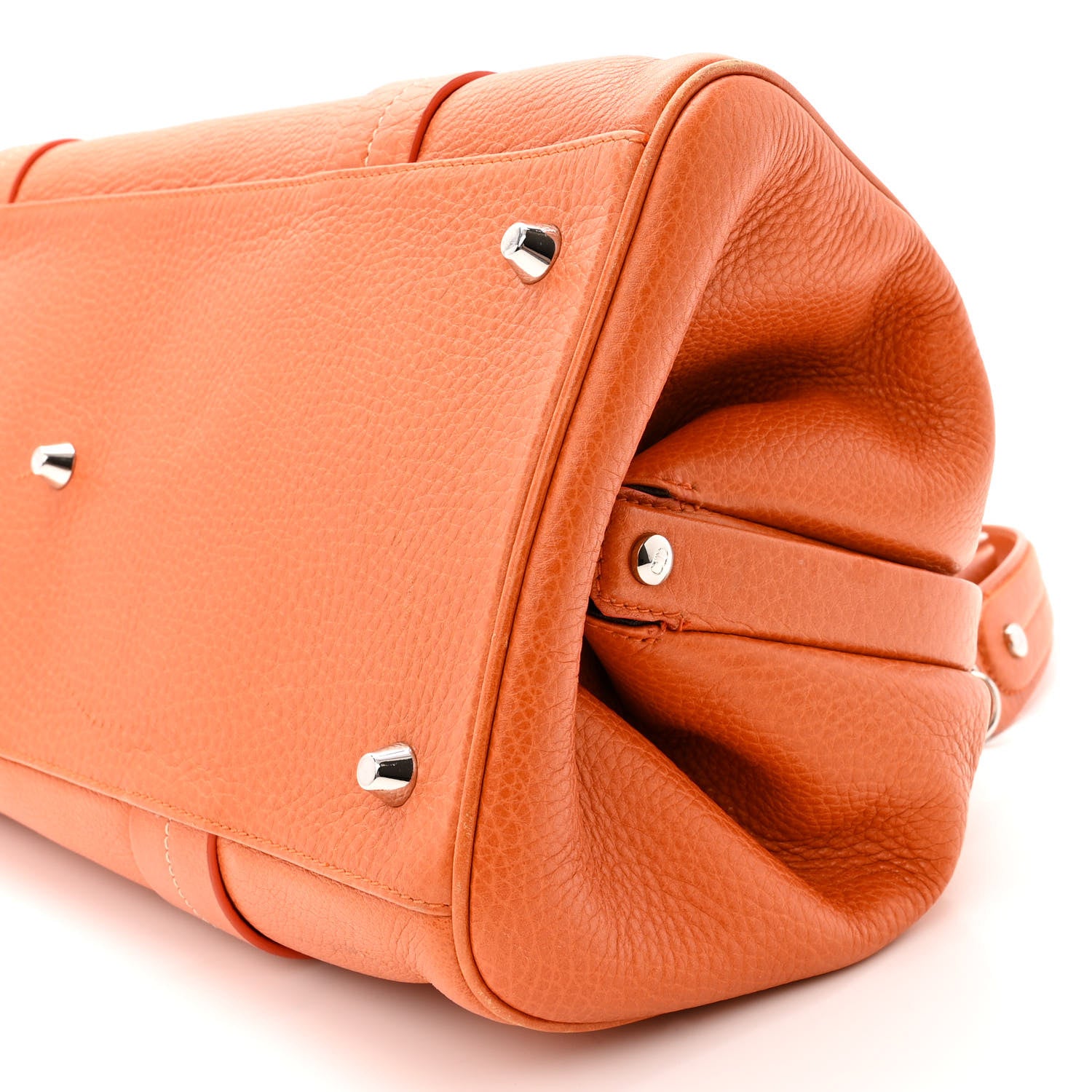 Christian Dior Grained Calfskin Frame Satchel Orange 10 of 18
