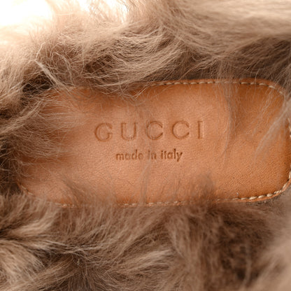 Gucci Malaga Kid Fur Womens Princetown Slippers 40 Dusty White Naturale 7 of 8