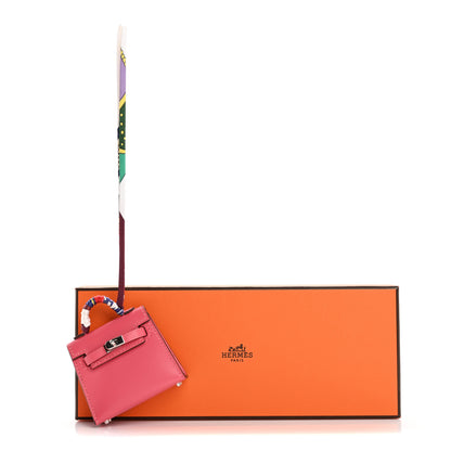 Hermes Tadelakt Mini Kelly Twilly Bag Charm Rose Lipstick 5 of 5