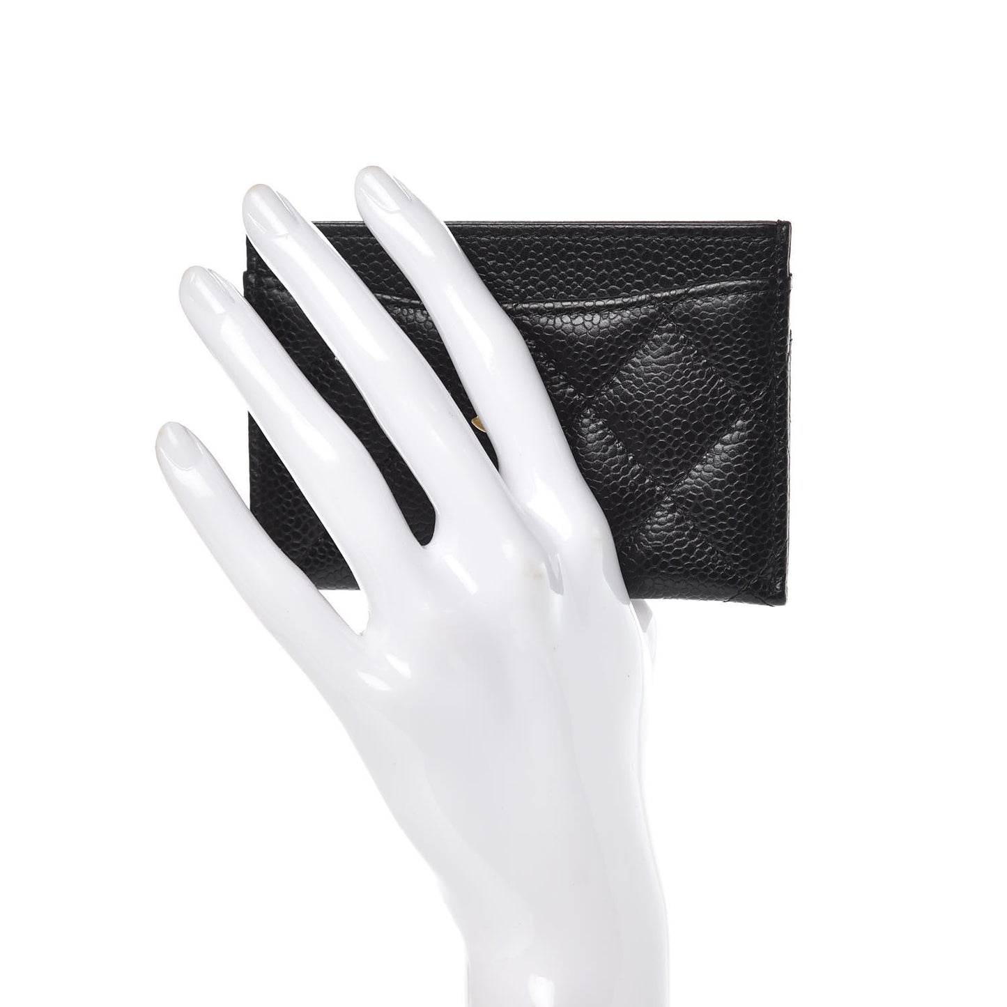 Caviar Quilted Card Holder Black