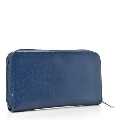 Chanel Caviar Large CC Timeless Zip Around Wallet Dark Blue 3 of 14