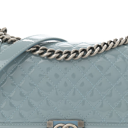 Chanel Patent Calfskin Medium Plexiglass Boy Flap Light Blue 8 of 16