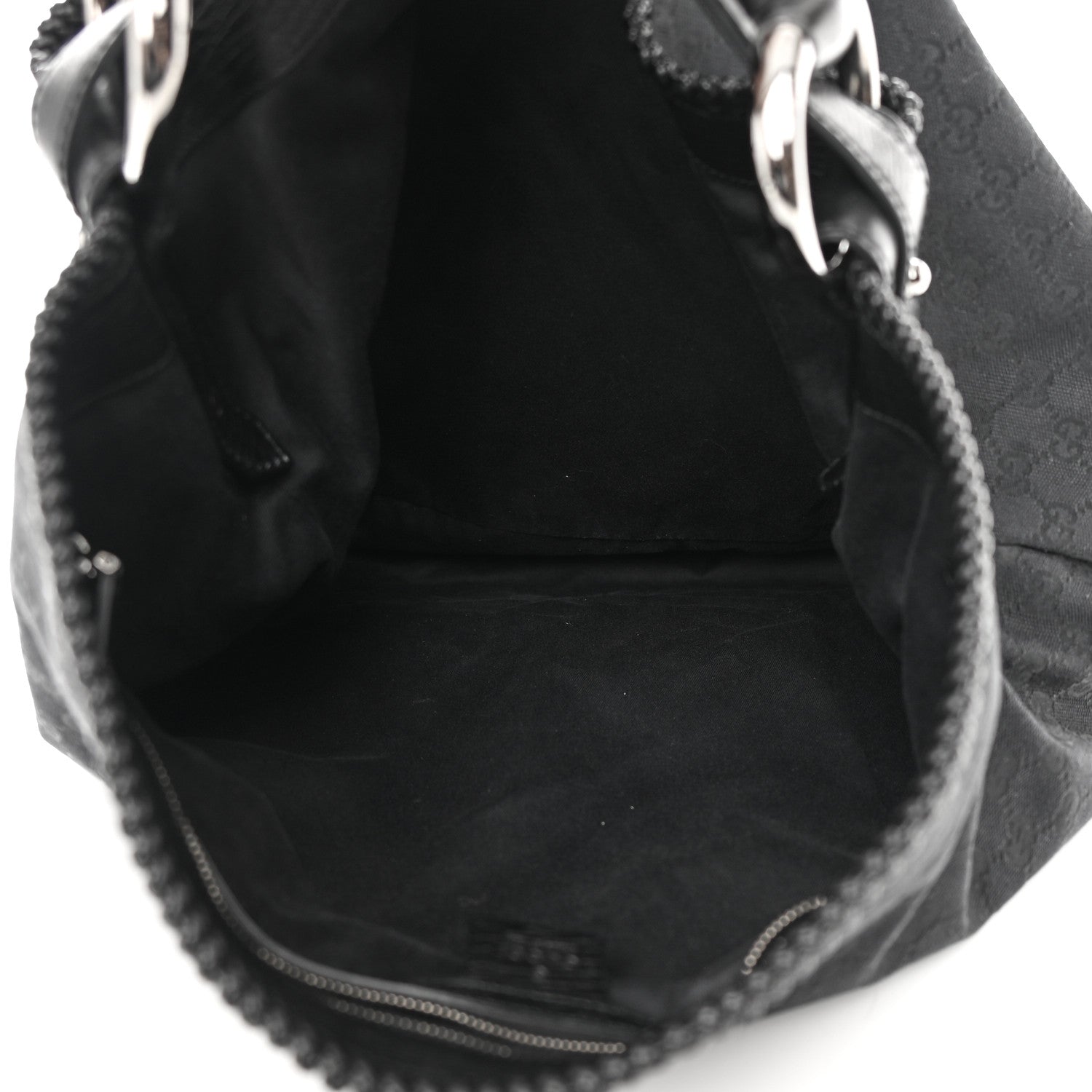 Gucci Monogram Large Horsebit Chain Hobo Black 5 of 12