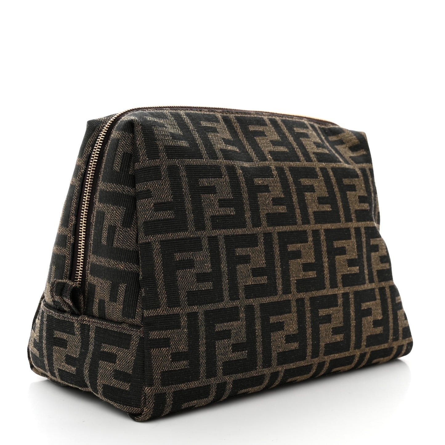 Fabric Jacquard FF 1974 Medium Trapezoid Beauty Pouch Tobacco Moro Black
