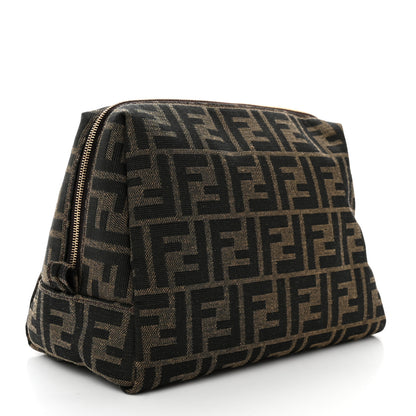 Fendi Fabric Jacquard FF 1974 Medium Trapezoid Beauty Pouch Tobacco Moro Black 3 of 7