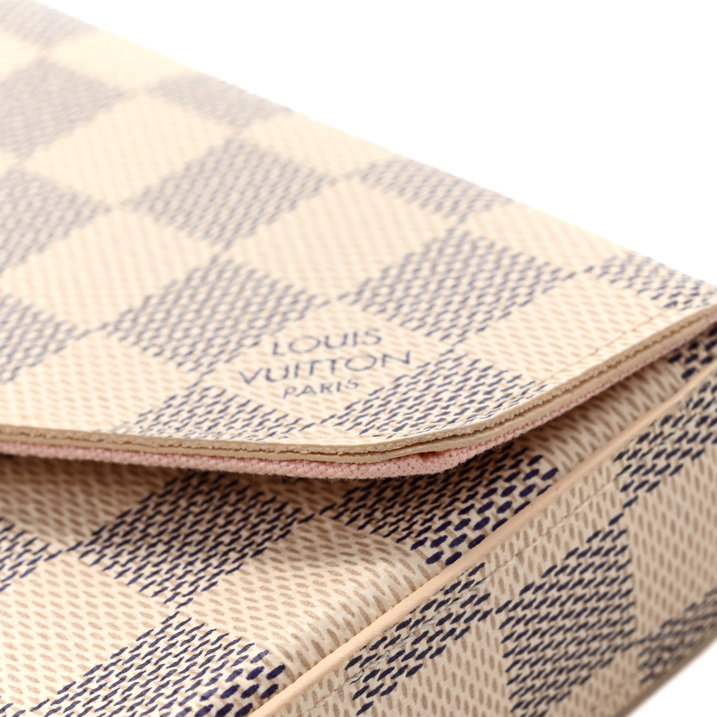 Damier Azur Pochette Felicie Chain Wallet Rose Ballerine