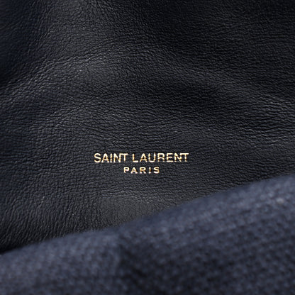 Saint Laurent Canvas Quilted Small Loulou Puffer Monogram Chain Satchel Marine 6 of 8