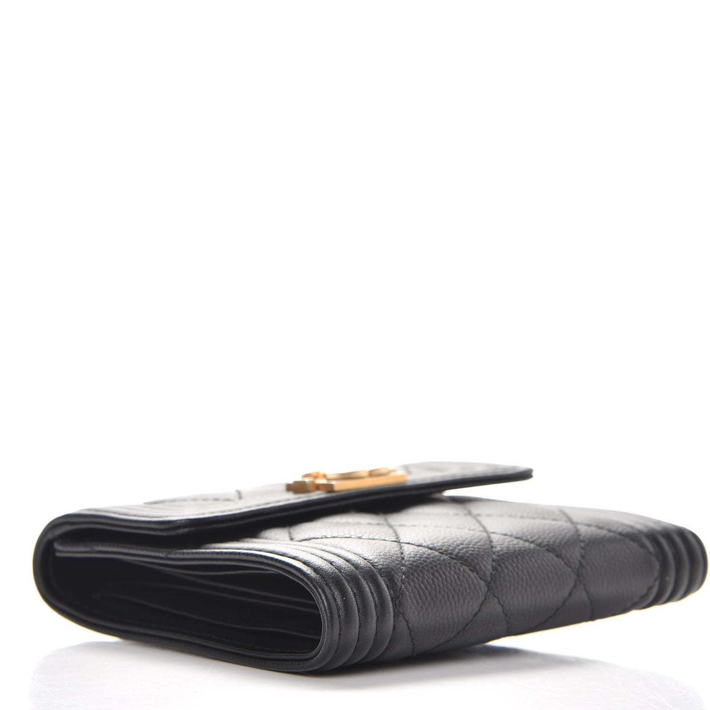 Caviar Quilted Compact Boy Wallet Black