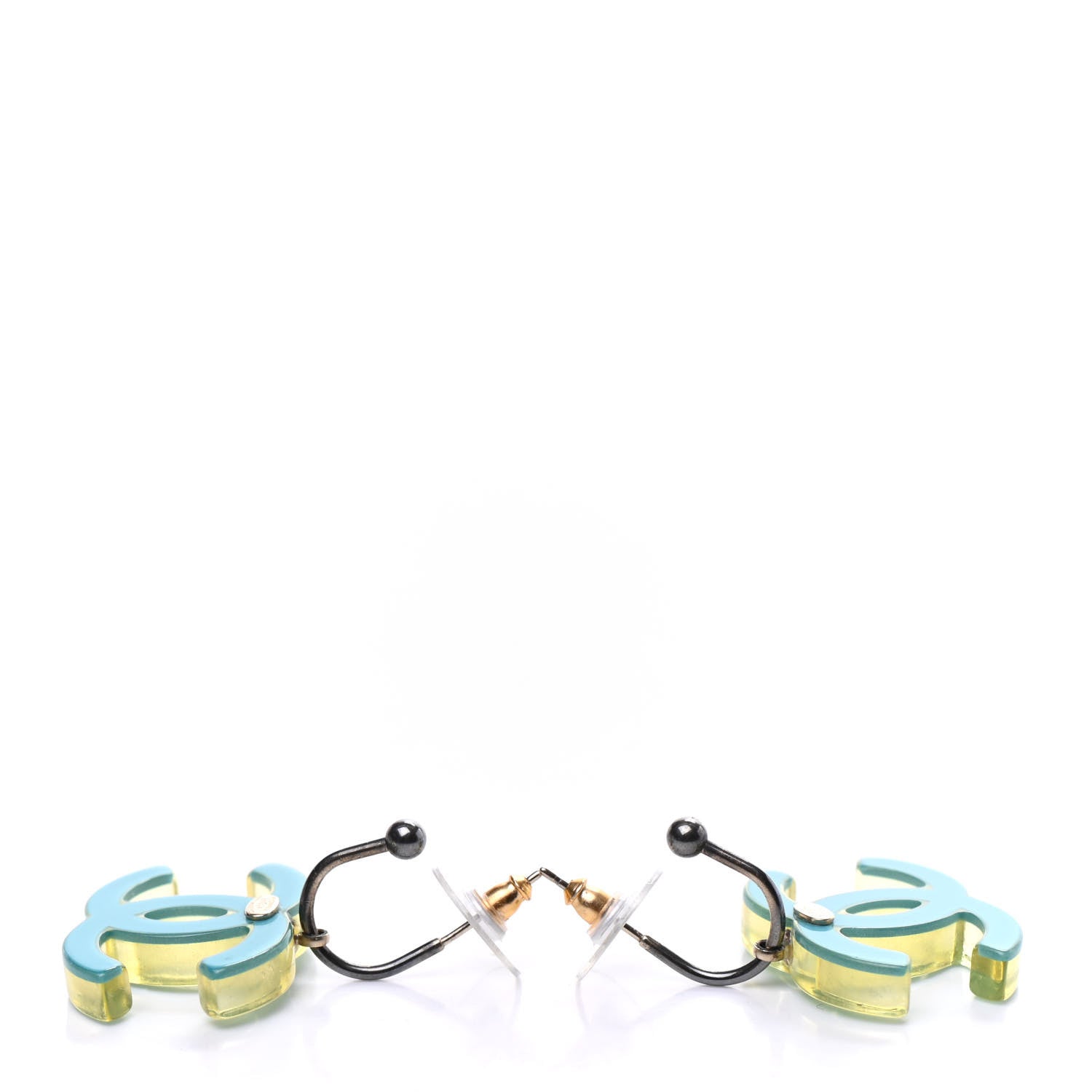 Chanel Resin CC Drop Earrings Green 3 of 4