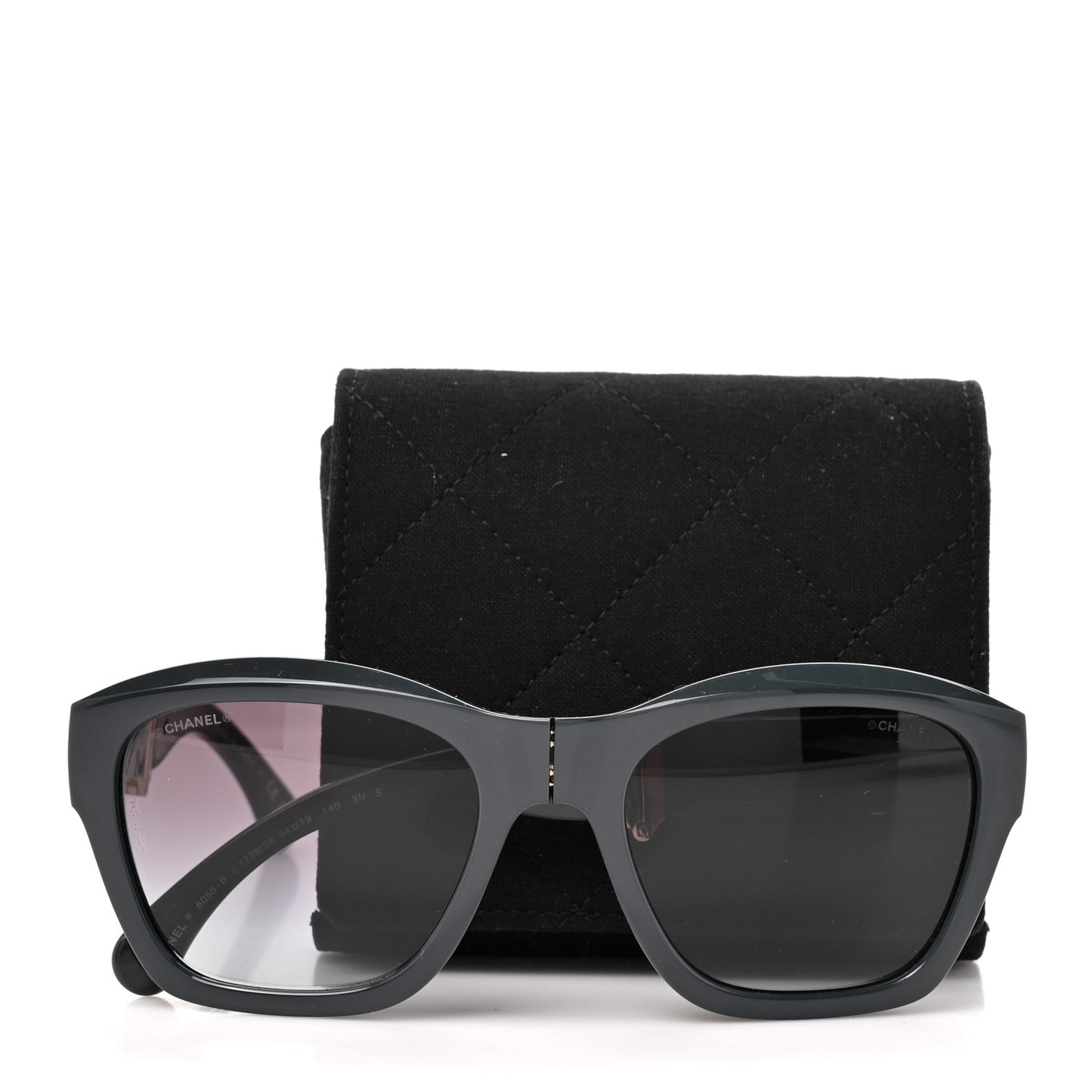 Acetate Metal Crystal Square Folding Sunglasses 6055-B Grey