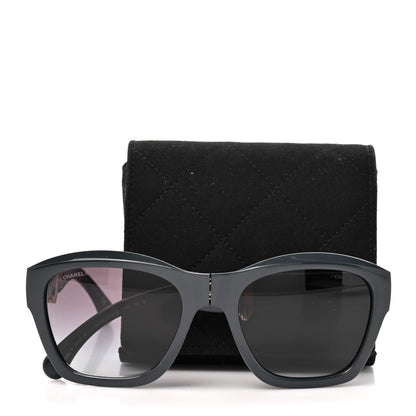 Chanel Acetate Metal Crystal Square Folding Sunglasses 6055-B Grey 9 of 9