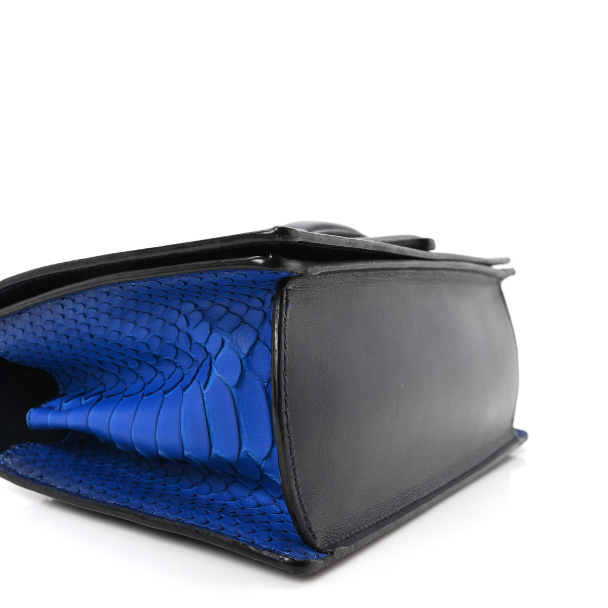 Snakeskin Medium Barcelona Shoulder Bag Blue Black