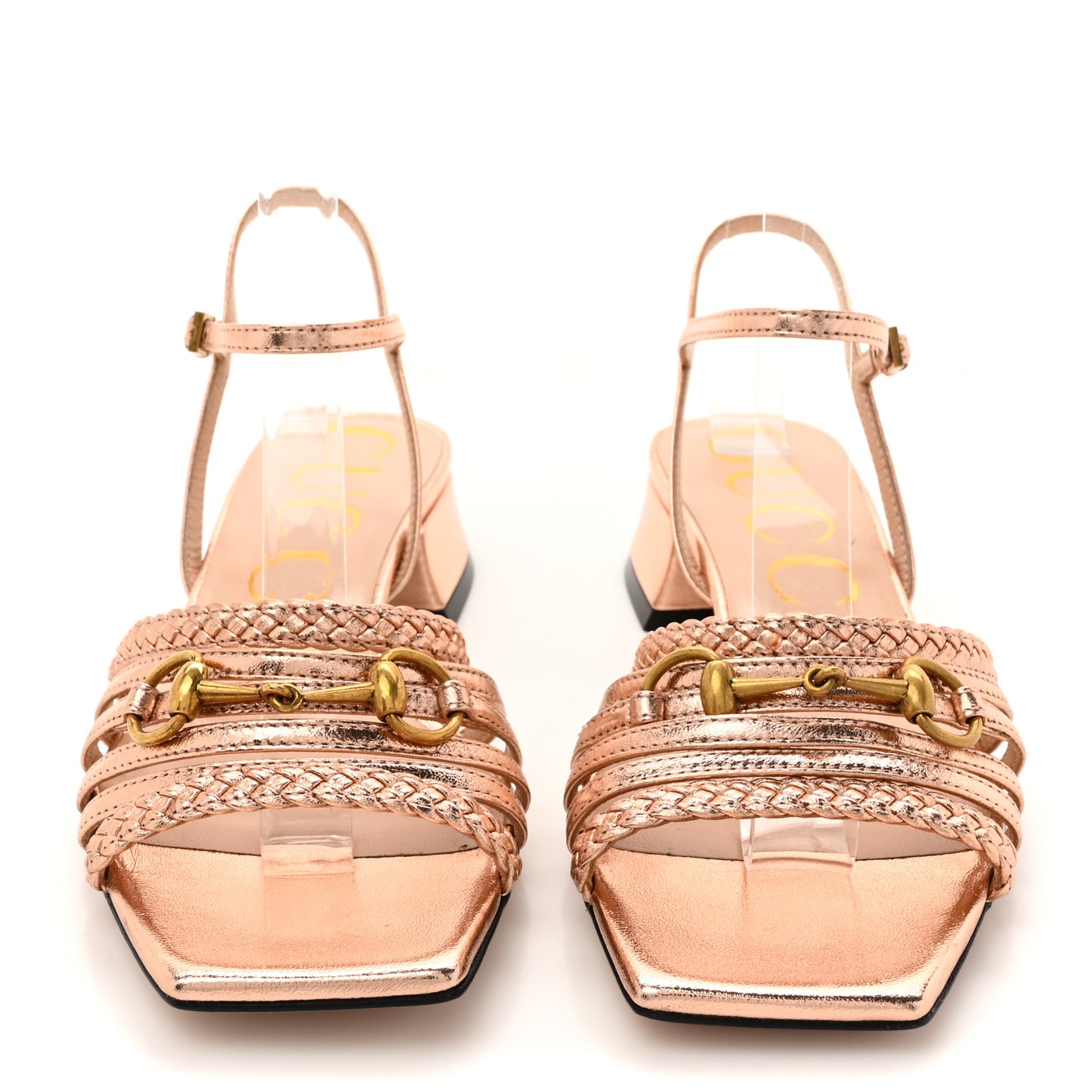 Metallic Nappa Braided Ketty Horsebit Sandals 36 Salmone