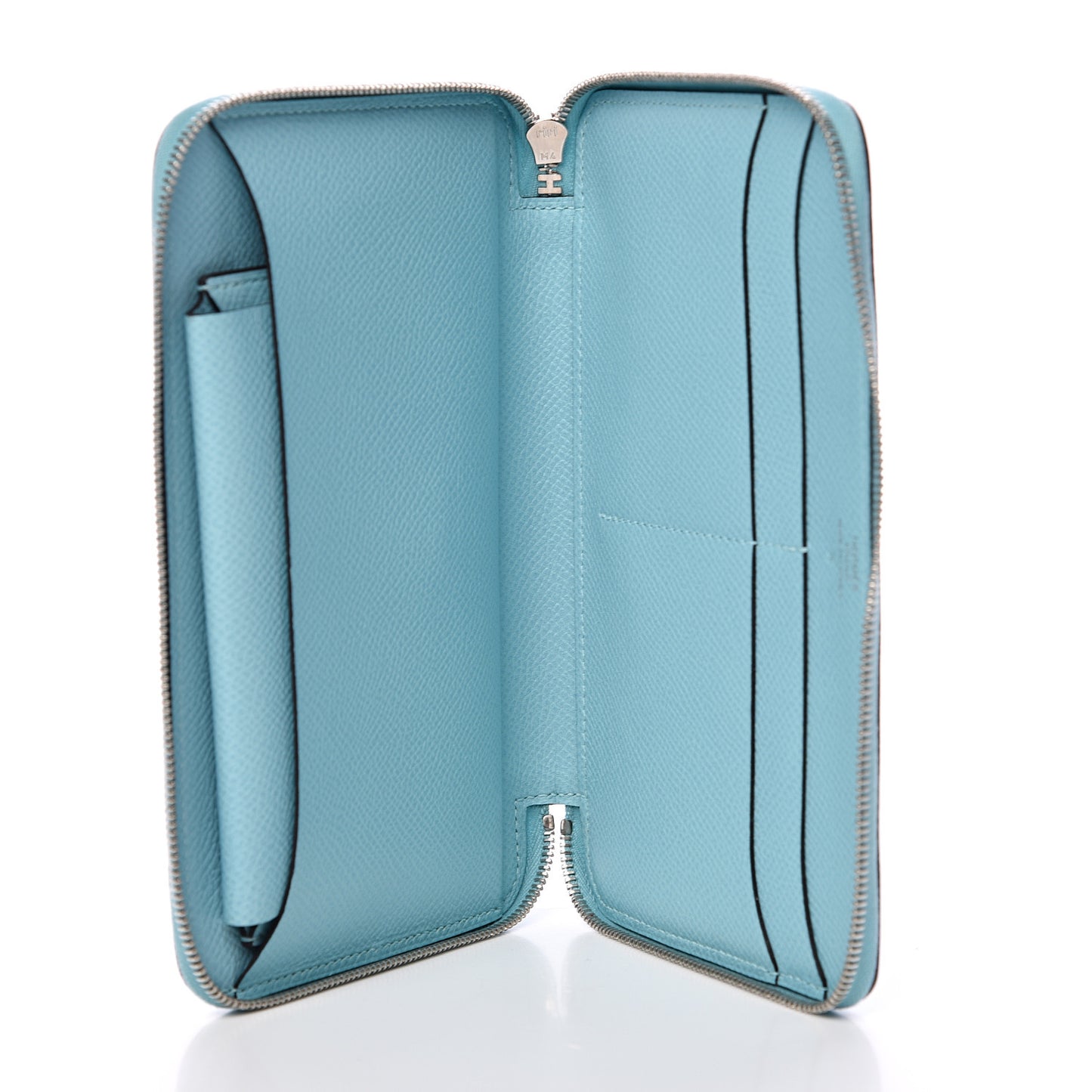 Epsom Printed Silk Flamingo Party Soie-Cool Wallet Mykonos Bleu Atoll